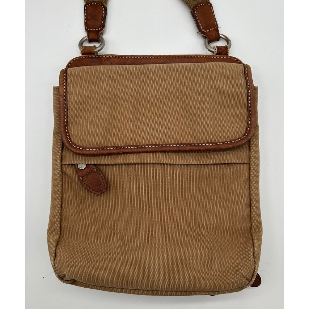 Fossil Original Premium‎ Durable Canvas Crossbody Bag No. 54 Brown Leather Trim